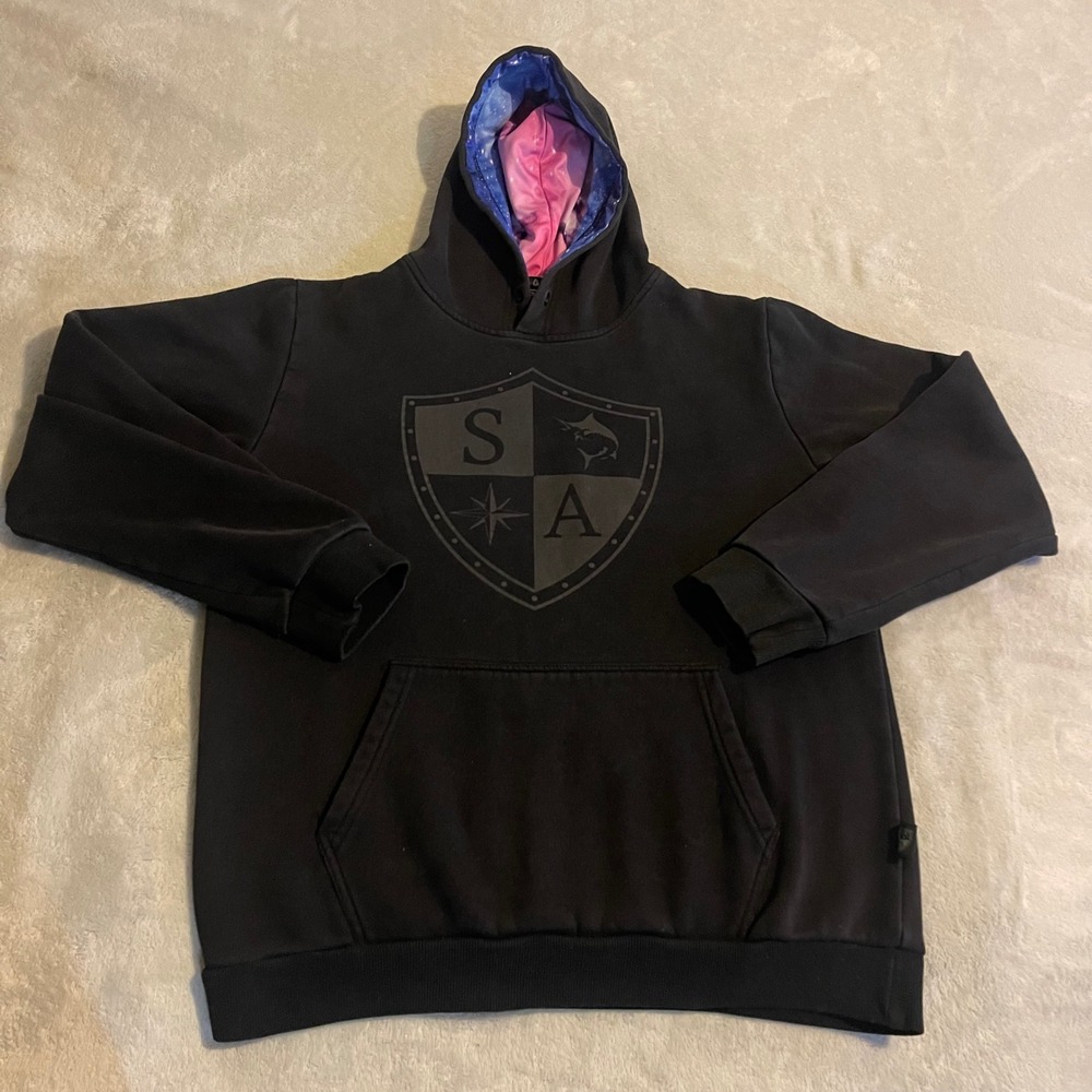 SA Company Shield Logo Hoodie Black Sweatshirt Sweater Large Streetwear‎ Workout